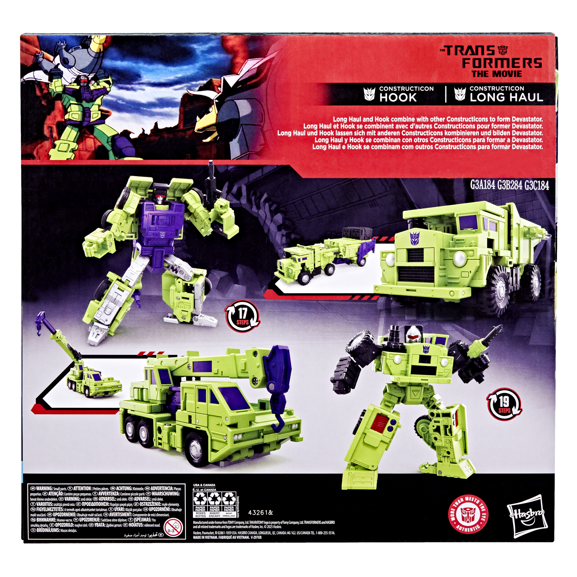 Transformers Studio Series The Transformers: The Movie Constructicon Long Haul & Constructicon Hook